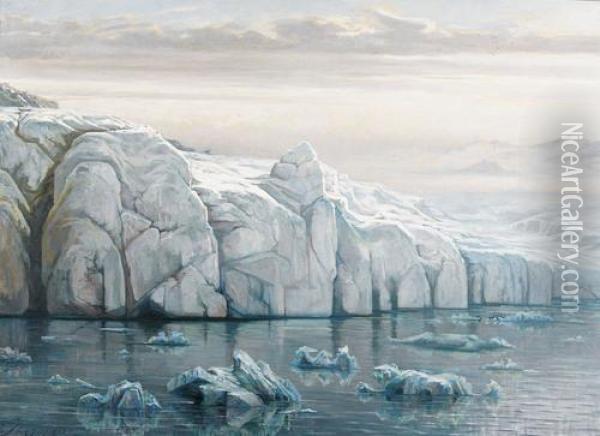 Gletscher An Der Kuste Spitzbergens Oil Painting - Edouard Jeanmaire