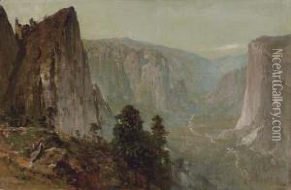 Westward View From Union Point, Yosemite Valley Oil Painting - Thomas Hill