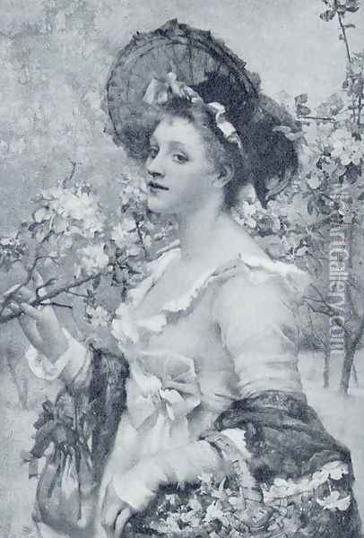 Apple-Blossom Oil Painting - Henrietta Rae