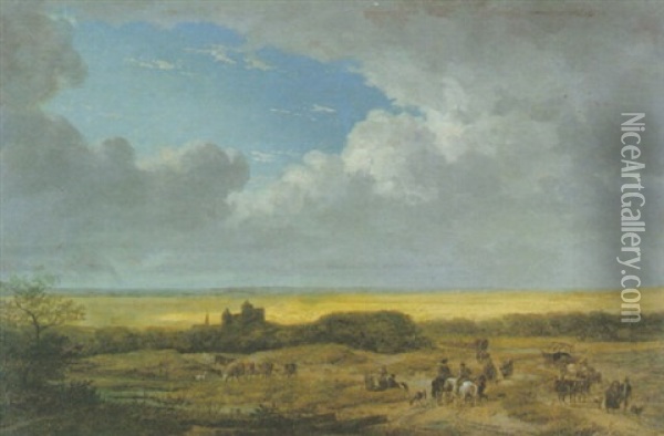 Cavaliers Et Chariots Oil Painting - Georges Michel