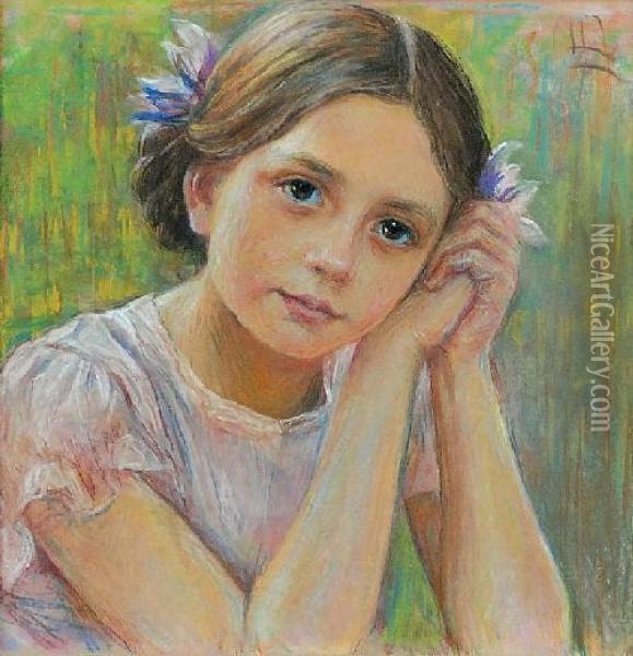 Dziewczynka W Rozowej Sukience Oil Painting - Leokadia Lempicka