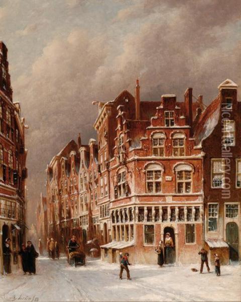 Winter City View Oil Painting - Pieter Gerard Vertin