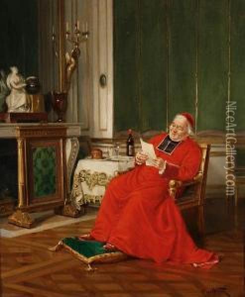 A Good Read Oil Painting - Alfred Charles Weber