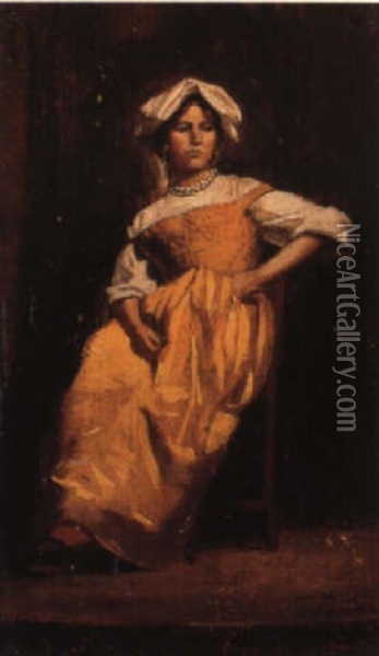 The Yellow Dress Oil Painting - Teofilo Patini