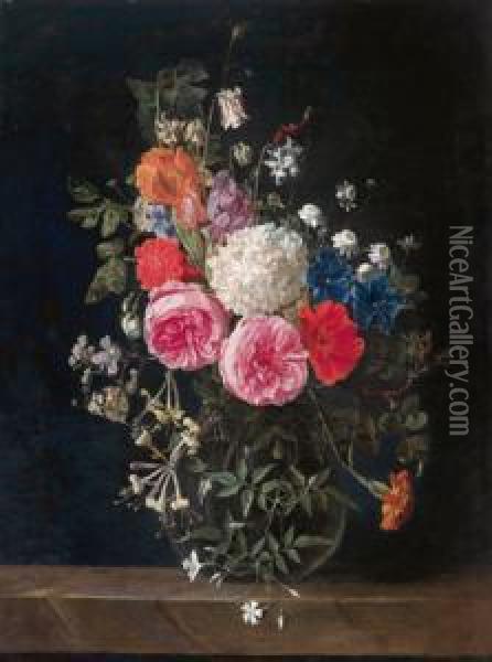 Rose Oil Painting - Nicolas Van Veerendael