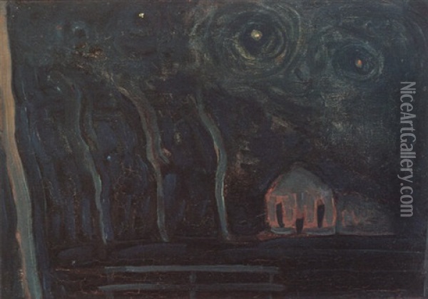 Landschap Bij Nacht Oil Painting - Piet Mondrian