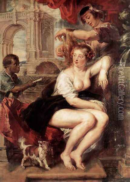 Bathsheba at the Fountain c. 1635 Oil Painting - Peter Paul Rubens