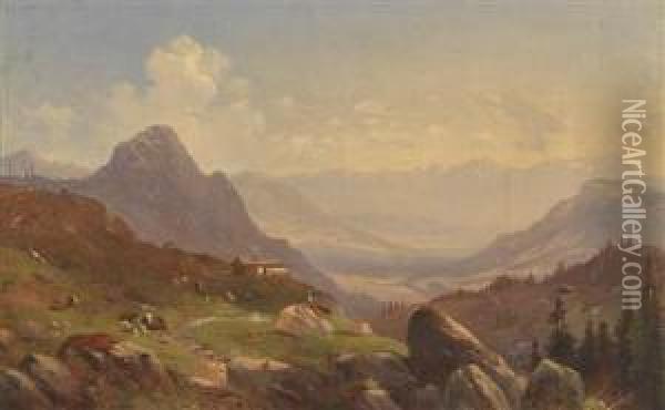 An Alpine Landscape Oil Painting - Franz Wipplinger