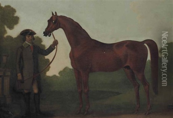 Le Cheval Arabe De Mr Charles Wilson Et Son Lad Oil Painting - Thomas Spencer