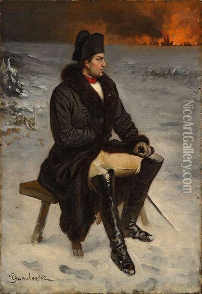 L'empereur Napoleon 1er Devant Le Ville De Moscou En Feu Oil Painting - Ladislaus Bakalowicz