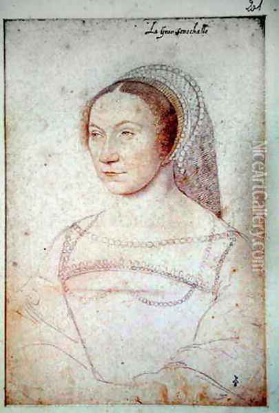 Diane de Poitiers (1499-1566) Duchess of Valentinois, 1540 Oil Painting - (studio of) Clouet