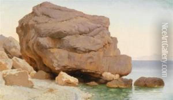 Rocks At The Shore Oil Painting - Carl Johan Neumann