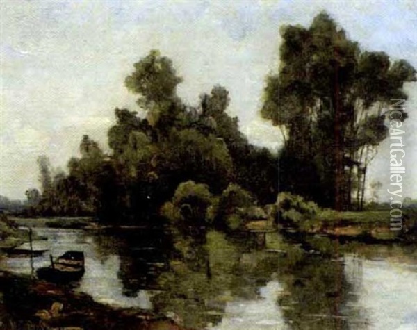 On A Quiet Backwater Oil Painting - William Brymner