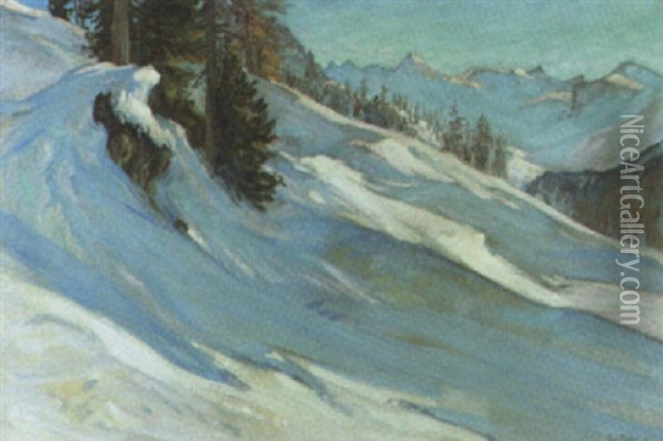 Winterliche Alpenlandschaft Oil Painting - Carl Friedrich Felber