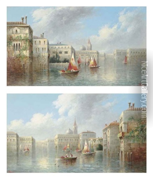 Venetian Capriccio (+ Another; Pair) Oil Painting - James Salt