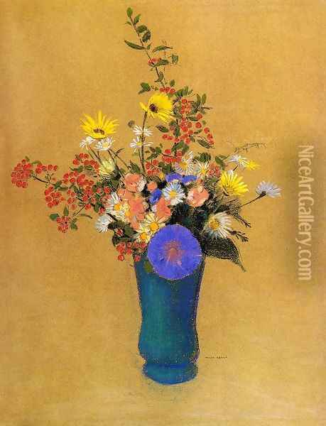 Bouquet Of Wild Flowers Oil Painting - Odilon Redon