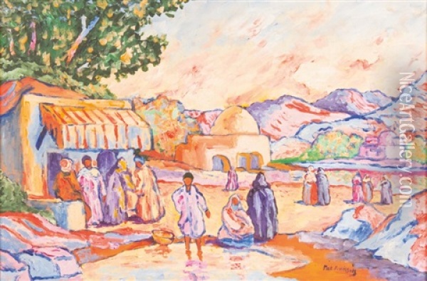 Scene Animee Au Maroc Oil Painting - Patten Wilson