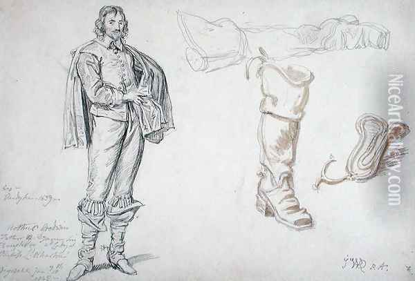 Studies of a Standing Figure, and a Boot, 1825 Oil Painting - James Ward