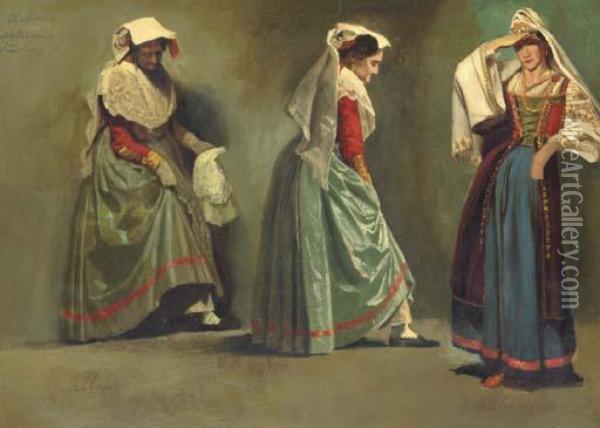 Italian Costume Studies Oil Painting - Albert Bierstadt