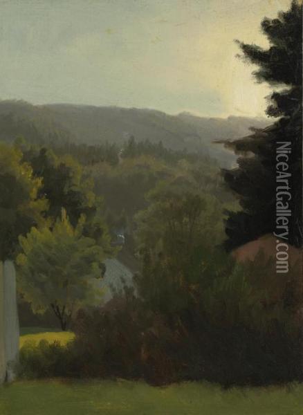 Forested Hills Oil Painting - Albert Bierstadt