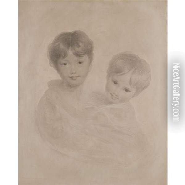 Portrait Sketch Of Two Boys (george, 3rd Marquess Townshend And His Younger Brother Charles?) Oil Painting - Thomas Lawrence