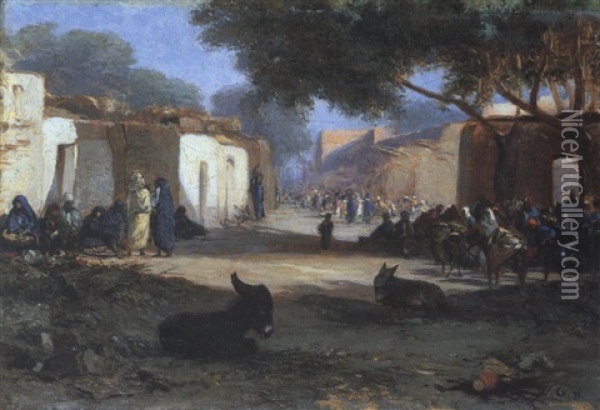 Marktszene In Nordafrika Oder Arabien Oil Painting - Wilhelm (Karl) Gentz