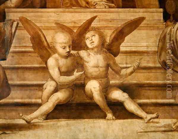 Detail of two angels from Palazzo del Gran Consiglio Oil Painting - Fra Bartolommeo della Porta
