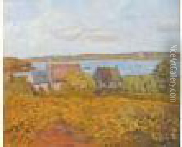 Chaumieres En Bretagne Oil Painting - Henri Delavallee