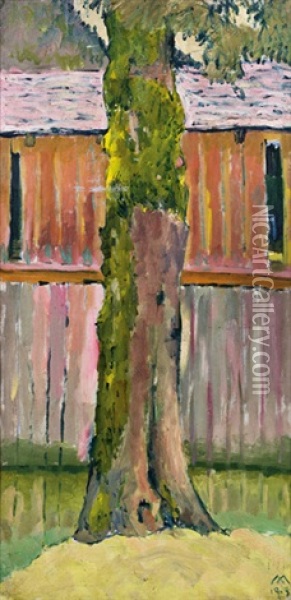 Baum Und Bootshaus (color Study) Oil Painting - Koloman (Kolo) Moser