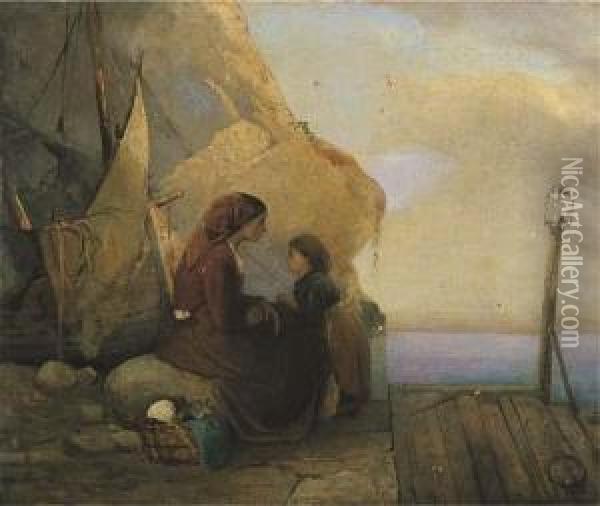 La Famiglia Del Pescatore Oil Painting - Domenico Induno