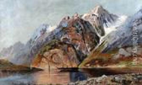 Boat In The Fjord Oil Painting - Adelsteen Normann