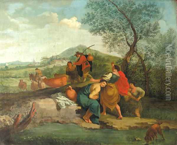 Shepherdesses by a pool Oil Painting - Balthasar Beschey