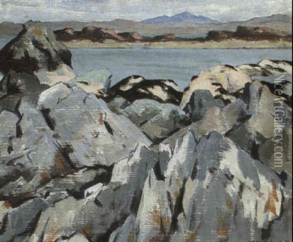 Rocks, Iona Oil Painting - Francis Campbell Boileau Cadell
