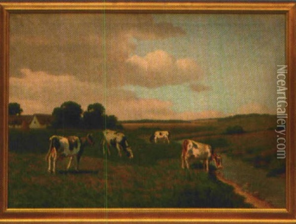 Kuhe Auf Der Weide Oil Painting - Alfred (Valdemar) Larsen
