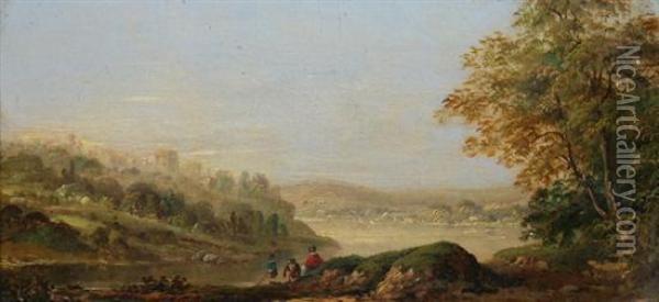 Expansive Landscape With Travelers Oil Painting - Henry John Boddington