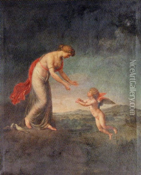Venus And Cupid Oil Painting - Angelika Kauffmann