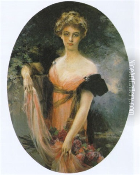 Portrait Of Marthe Letellier Oil Painting - Francois Flameng