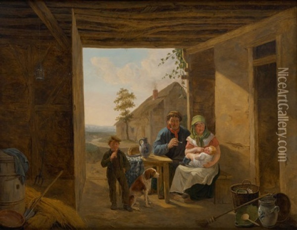 Une Heureuse Famille Oil Painting - Constantinus-Fidelio Coene
