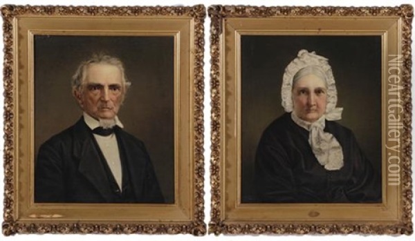 John Conrad Zimmerman (1802-1875) And His Wife Selina Pierce Wannamaker Zimmerman (1810-1889) Of Glenn Springs, South Carolina (pair) Oil Painting - Horace Robbins Burdick