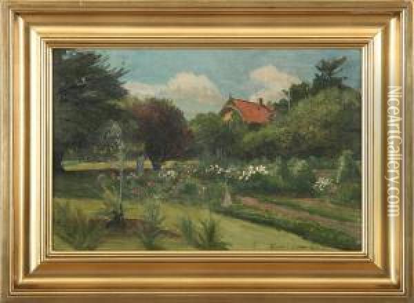 Garden Scenery Oil Painting - Hans Agersnap