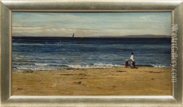 A Stroll Along The Beach Oil Painting - Joseph Henderson