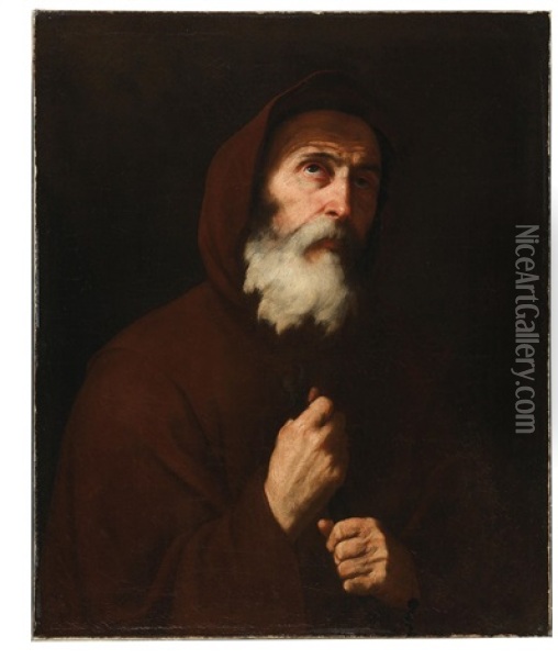 Saint Francis Of Paola (collab W/workshop) Oil Painting - Jusepe de Ribera