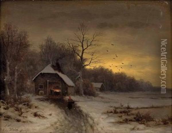 Winterabend Oil Painting - Eduard, Hein Jr.