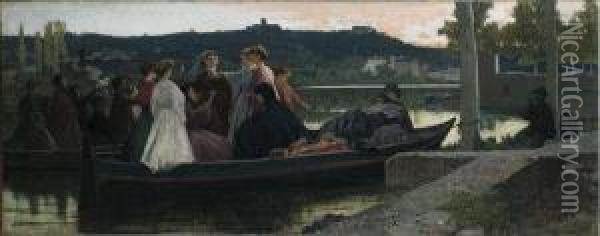 Partenza (gita In Barca ) Oil Painting - Michele Tedesco