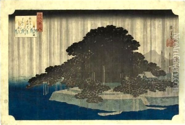 Krasaki No Yau' Oil Painting - Utagawa or Ando Hiroshige