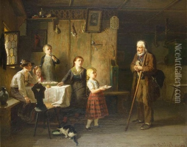 Mildtatige Kinder Oil Painting - Friedrich Ortlieb