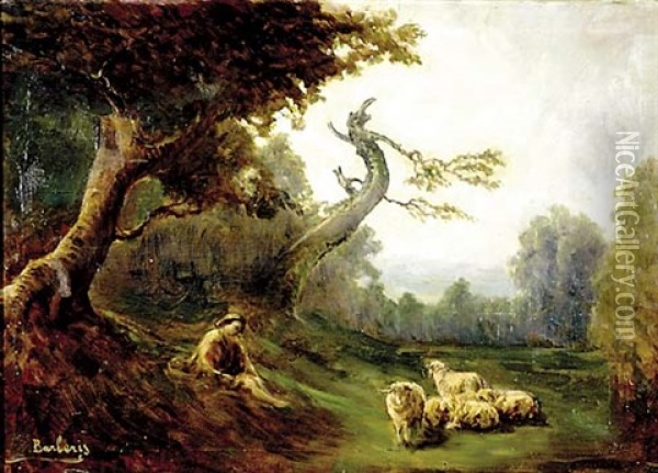 Pastoral Landscape Oil Painting - Eugene De Barberiis