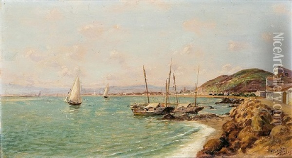 Vista De La Bahia De Malaga Oil Painting - Enrique Florido Bernils