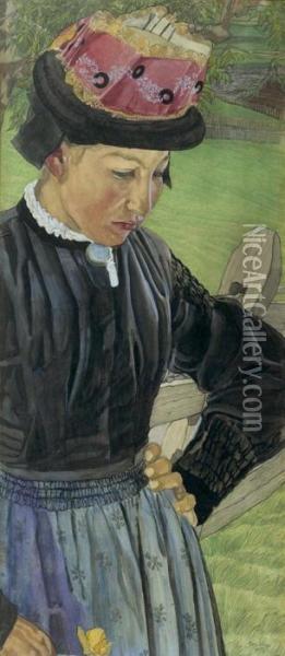 Walliserin. 1907. (welsh Woman) Oil Painting - Raphy Dalleves
