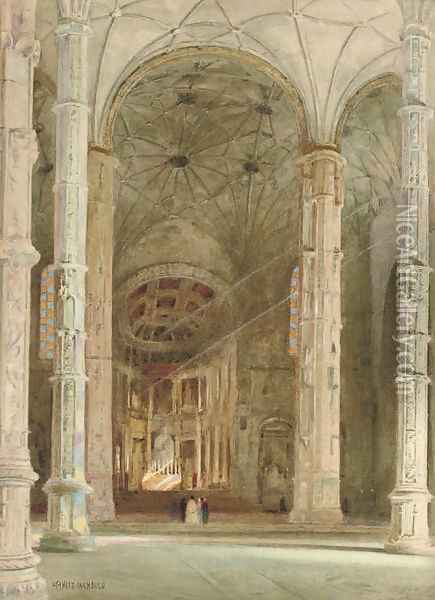 Interior of Belem Cathedral, Lisbon Oil Painting - Stanley Inchbold